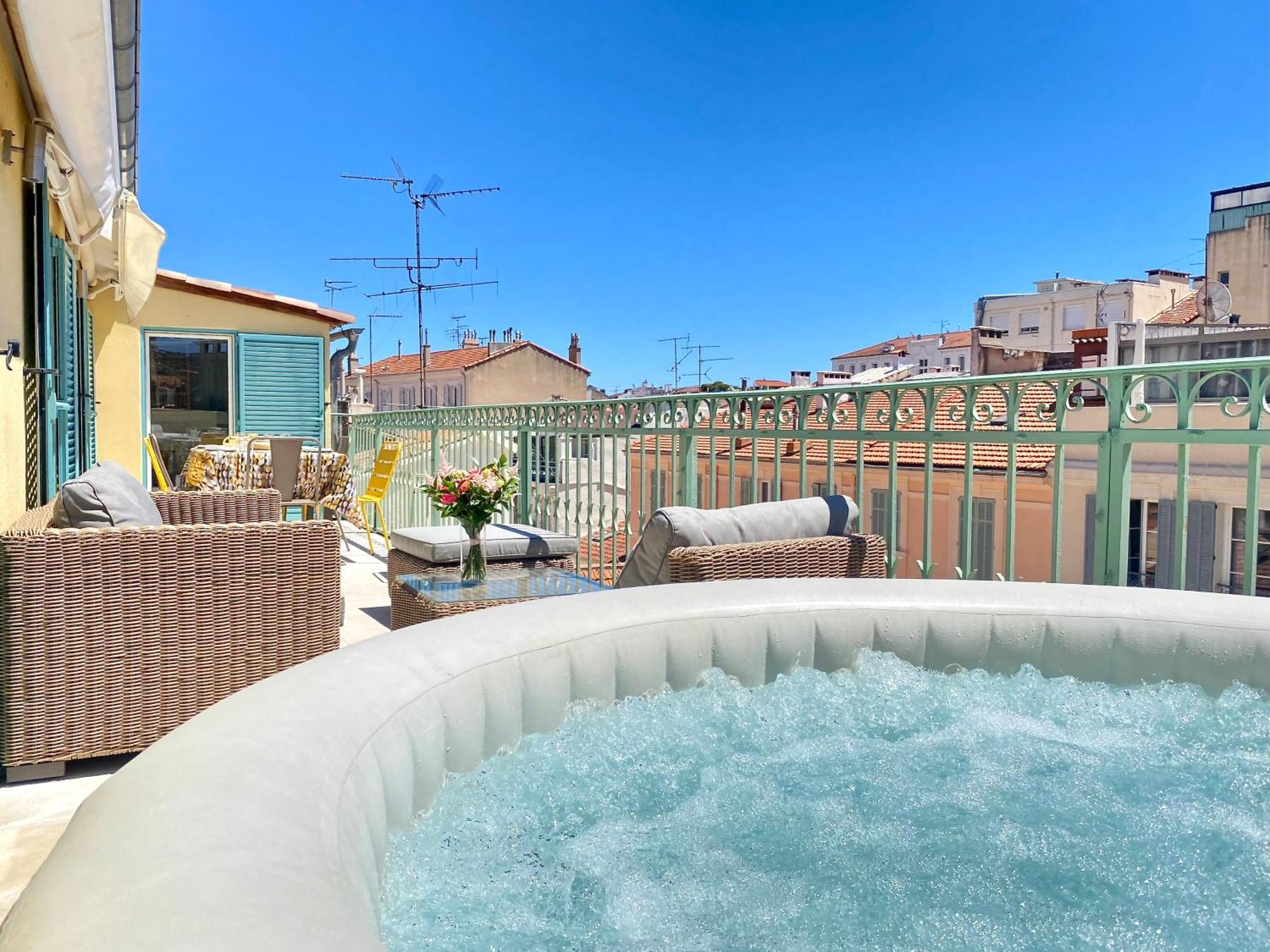 Luxury "Les Toits Du Soleil" - Magnifique Appartement Avec Terrasses Et Jacuzzi - Centre De Cannes - By Scls Locations Exterior foto