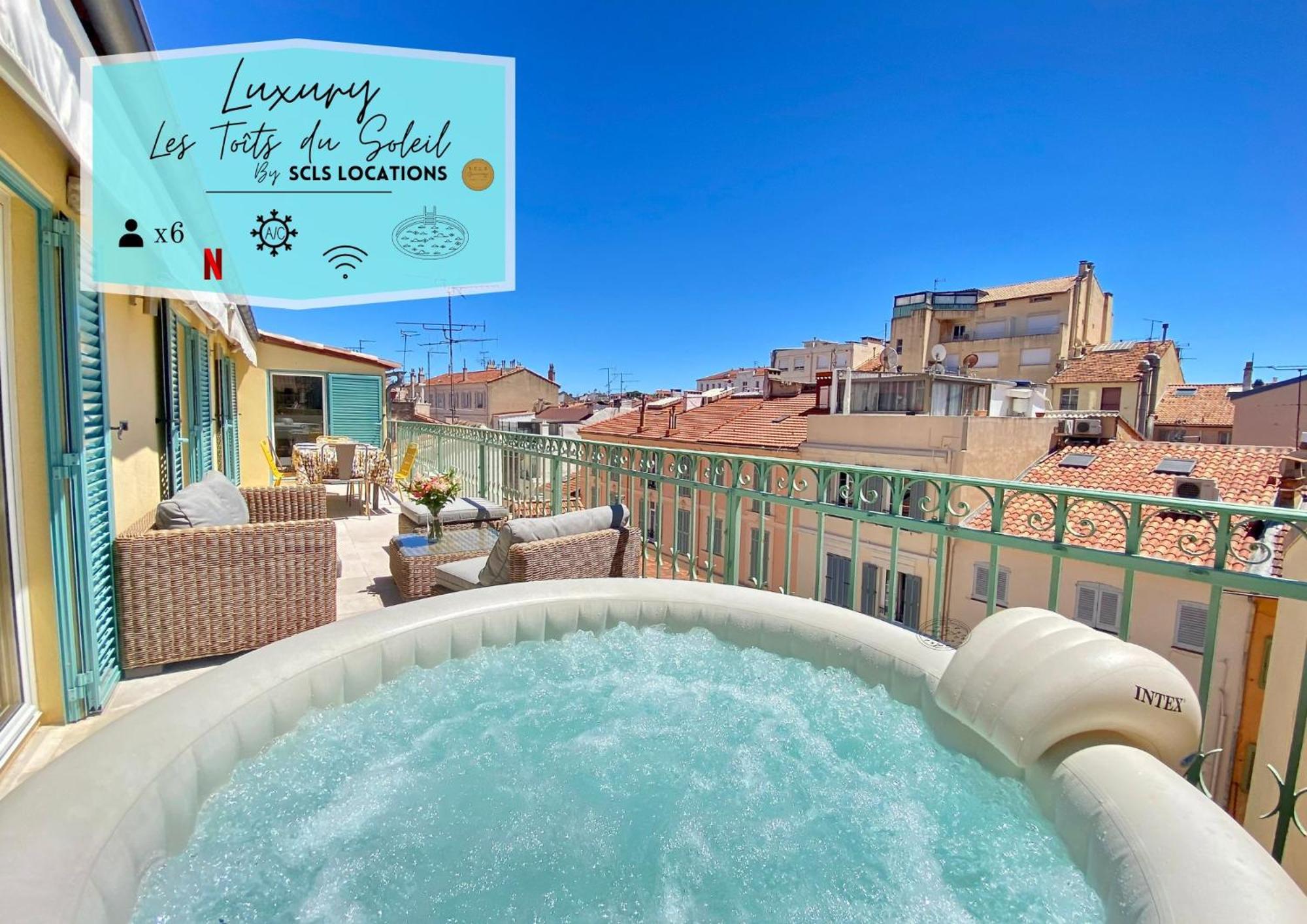 Luxury "Les Toits Du Soleil" - Magnifique Appartement Avec Terrasses Et Jacuzzi - Centre De Cannes - By Scls Locations Exterior foto